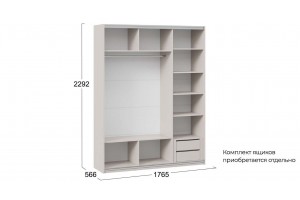 Шкаф-купе с 3 глухими дверями Оскар Хилтон 1800 Ручка белая, Кашемир, Кашемир сатин (Глухой/Глухой/Глухой)