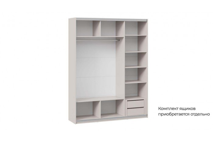 Шкаф-купе с 3 глухими дверями «Оскар Хилтон» 1800 Ручка белая, Кашемир, Кашемир сатин (Глухой/Глухой/Глухой)