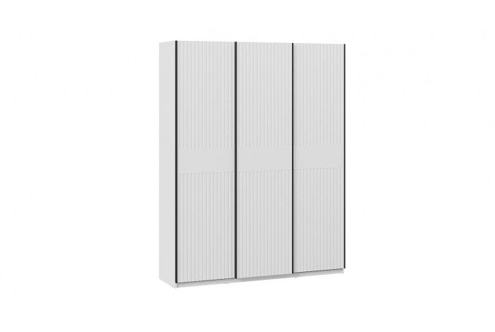 Шкаф-купе с 3 глухими дверями «Оскар Хилтон» 1800 Ручка черная, Белый снег, Белый матовый (Глухой/Глухой/Глухой)