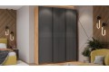 Шкаф-купе с 3 глухими дверями «Оскар Хилтон» 1800 Ручка черная, Дуб Крафт золотой, Графит матовый (Глухой/Глухой/Глухой)