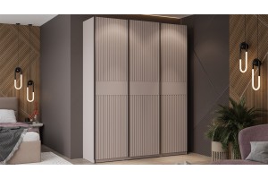 Шкаф-купе с 3 глухими дверями Оскар Хилтон 1800 Ручка черная, Кашемир, Кашемир сатин (Глухой/Глухой/Глухой)