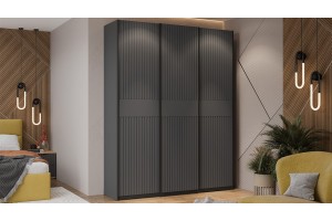 Шкаф-купе с 3 глухими дверями Оскар Хилтон 1800 Ручка черная, Серый графит, Графит матовый (Глухой/Глухой/Глухой)