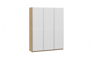 Шкаф-купе с 3 глухими дверями Оскар Хилтон 1800 Ручка серебро, Дуб Крафт золотой, Белый матовый (Глухой/Глухой/Глухой)