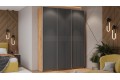 Шкаф-купе с 3 глухими дверями «Оскар Хилтон» 1800 Ручка серебро, Дуб Крафт золотой, Графит матовый (Глухой/Глухой/Глухой)