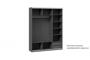 Шкаф-купе с 3 глухими дверями Оскар Хилтон 1800 Ручка черная, Серый графит, Графит матовый (Глухой/Глухой/Глухой)