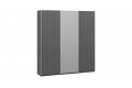 Шкаф-купе с 2 глухими и 1 зеркальной дверями «Оскар Хилтон» 2100 Ручка серебро, Серый графит, Графит матовый (Глухой/Зеркало/Глухой)