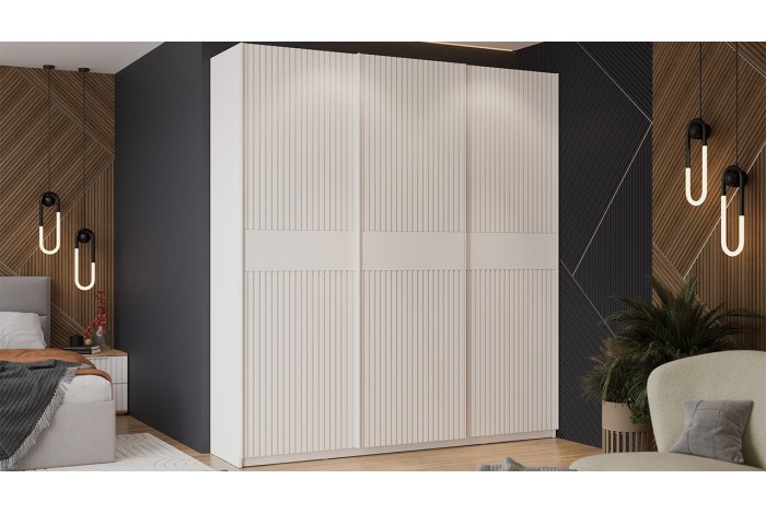 Шкаф-купе с 3 глухими дверями «Оскар Хилтон» 2100 Ручка белая, Белый снег, Белый матовый (Глухой/Глухой/Глухой)