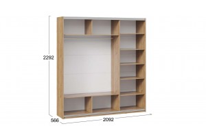 Шкаф-купе с 3 глухими дверями Оскар Хилтон 2100 Ручка серебро, Дуб Крафт золотой, Графит матовый (Глухой/Глухой/Глухой)