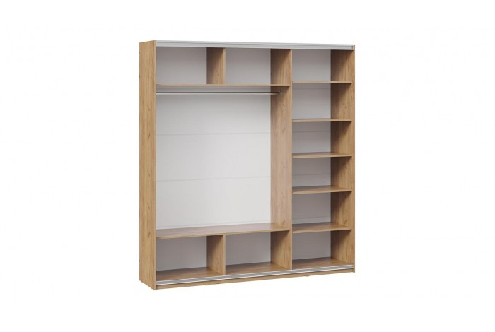 Шкаф-купе с 3 глухими дверями «Оскар Хилтон» 2100 Ручка серебро, Дуб Крафт золотой, Графит матовый (Глухой/Глухой/Глухой)