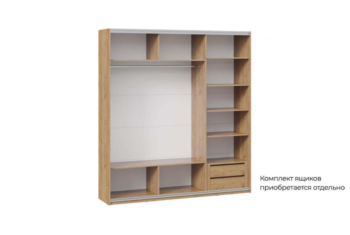 Шкаф-купе с 3 глухими дверями «Оскар Хилтон» 2100 Ручка серебро, Дуб Крафт золотой, Графит матовый (Глухой/Глухой/Глухой)