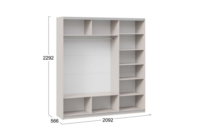 Шкаф-купе с 3 глухими дверями «Оскар Хилтон» 2100 Ручка белая, Кашемир, Кашемир сатин (Глухой/Глухой/Глухой)