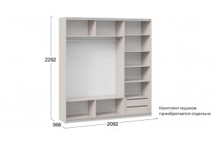 Шкаф-купе с 3 глухими дверями Оскар Хилтон 2100 Ручка белая, Кашемир, Кашемир сатин (Глухой/Глухой/Глухой)