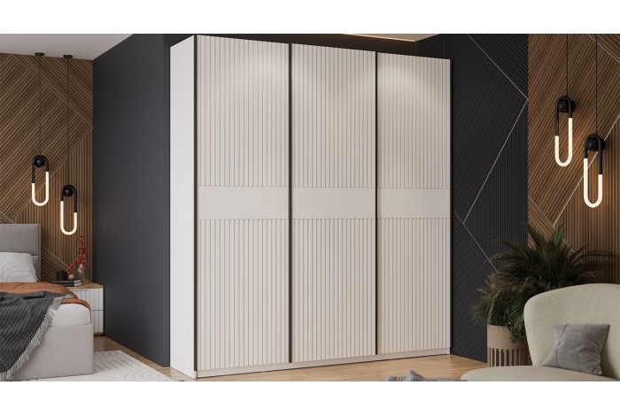 Шкаф-купе с 3 глухими дверями «Оскар Хилтон» 2100 Ручка черная, Белый снег, Белый матовый (Глухой/Глухой/Глухой)