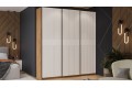 Шкаф-купе с 3 глухими дверями «Оскар Хилтон» 2100 Ручка черная, Дуб Крафт золотой, Белый матовый (Глухой/Глухой/Глухой)