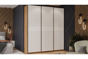 Шкаф-купе с 3 глухими дверями Оскар Хилтон 2100 Ручка черная, Дуб Крафт золотой, Белый матовый (Глухой/Глухой/Глухой)