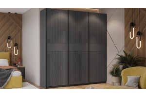 Шкаф-купе с 3 глухими дверями Оскар Хилтон 2100 Ручка черная, Серый графит, Графит матовый (Глухой/Глухой/Глухой)