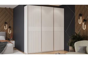 Шкаф-купе с 3 глухими дверями Оскар Хилтон 2100 Ручка серебро, Белый снег, Белый матовый (Глухой/Глухой/Глухой)