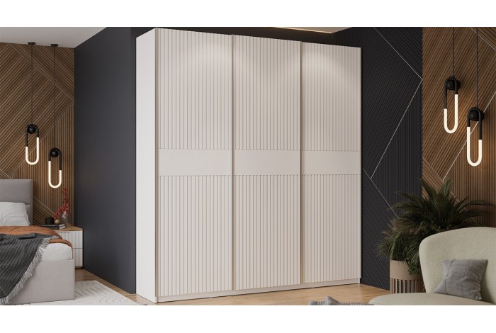 Шкаф-купе с 3 глухими дверями «Оскар Хилтон» 2100 Ручка серебро, Белый снег, Белый матовый (Глухой/Глухой/Глухой)