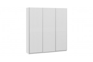 Шкаф-купе с 3 глухими дверями Оскар Хилтон 2100 Ручка серебро, Белый снег, Белый матовый (Глухой/Глухой/Глухой)