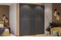 Шкаф-купе с 3 глухими дверями «Оскар Хилтон» 2100 Ручка серебро, Дуб Крафт золотой, Графит матовый (Глухой/Глухой/Глухой)