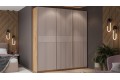 Шкаф-купе с 3 глухими дверями «Оскар Хилтон» 2100 Ручка серебро, Дуб Крафт золотой, Кашемир, Кашемир сатин (Глухой/Глухой/Глухой)