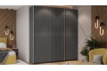 Шкаф-купе с 3 глухими дверями «Оскар Хилтон» 2100 Ручка серебро, Серый графит, Графит матовый (Глухой/Глухой/Глухой)