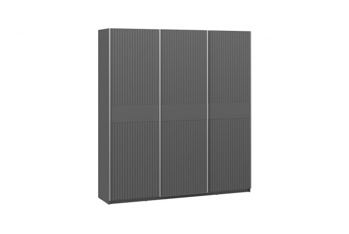 Шкаф-купе с 3 глухими дверями «Оскар Хилтон» 2100 Ручка серебро, Серый графит, Графит матовый (Глухой/Глухой/Глухой)