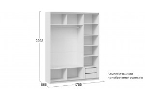 Шкаф-купе с 3 зеркальными дверями Оскар 1800 Ручка белая, Белый снег (Зеркало/Зеркало/Зеркало)