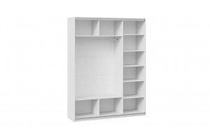 Шкаф-купе с 3 зеркальными дверями Оскар 1800 Ручка белая, Белый снег (Зеркало/Зеркало/Зеркало)