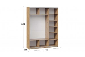 Шкаф-купе с 3 зеркальными дверями Оскар 1800 Ручка белая, Дуб Крафт золотой (Зеркало/Зеркало/Зеркало)