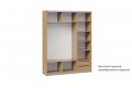 Шкаф-купе с 3 зеркальными дверями «Оскар» 1800 Ручка белая, Дуб Крафт золотой (Зеркало/Зеркало/Зеркало)