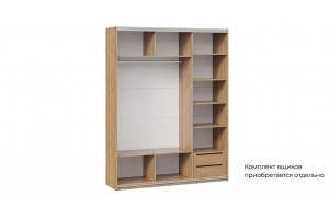 Шкаф-купе с 3 зеркальными дверями Оскар 1800 Ручка белая, Дуб Крафт золотой (Зеркало/Зеркало/Зеркало)