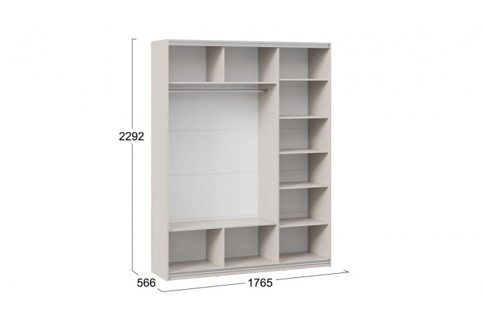 Шкаф-купе с 3 зеркальными дверями «Оскар» 1800 Ручка белая, Кашемир (Зеркало/Зеркало/Зеркало)