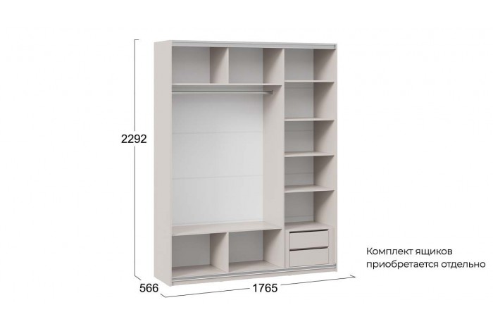 Шкаф-купе с 3 зеркальными дверями «Оскар» 1800 Ручка белая, Кашемир (Зеркало/Зеркало/Зеркало)