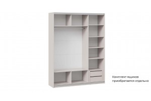 Шкаф-купе с 3 зеркальными дверями Оскар 1800 Ручка белая, Кашемир (Зеркало/Зеркало/Зеркало)