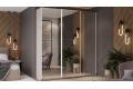 Шкаф-купе с 3 зеркальными дверями «Оскар» 2100 Ручка белая, Кашемир (Зеркало/Зеркало/Зеркало)