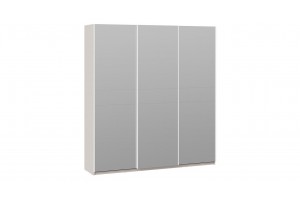 Шкаф-купе с 3 зеркальными дверями Оскар 2100 Ручка белая, Кашемир (Зеркало/Зеркало/Зеркало)