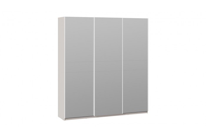 Шкаф-купе с 3 зеркальными дверями «Оскар» 2100 Ручка белая, Кашемир (Зеркало/Зеркало/Зеркало)