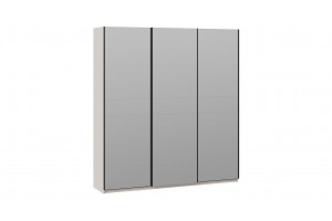 Шкаф-купе с 3 зеркальными дверями Оскар 2100 Ручка черная, Кашемир (Зеркало/Зеркало/Зеркало)