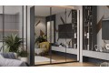 Шкаф-купе с 3 зеркальными дверями «Оскар» 2100 Ручка черная, Серый графит (Зеркало/Зеркало/Зеркало)
