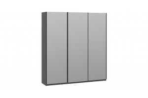 Шкаф-купе с 3 зеркальными дверями Оскар 2100 Ручка черная, Серый графит (Зеркало/Зеркало/Зеркало)