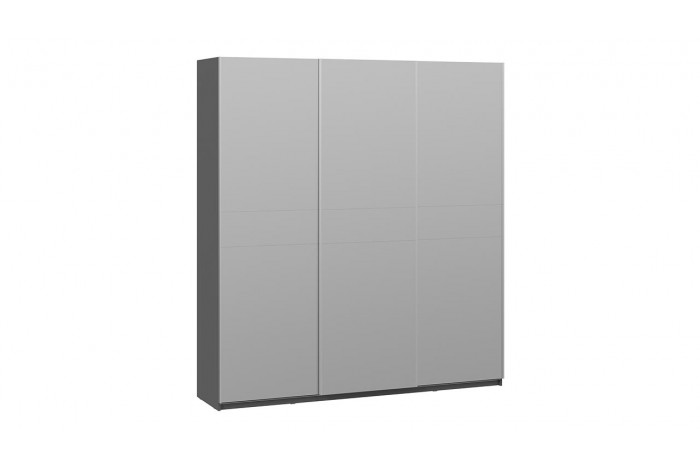Шкаф-купе с 3 зеркальными дверями «Оскар» 2100 Ручка серебро, Серый графит (Зеркало/Зеркало/Зеркало)