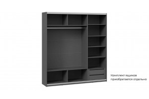 Шкаф-купе с 3 зеркальными дверями Оскар 2100 Ручка черная, Серый графит (Зеркало/Зеркало/Зеркало)