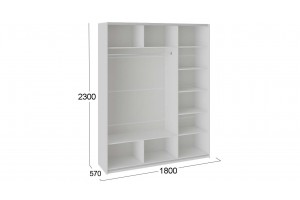 Шкаф-купе 3-х дверный Траст 1800 Белый снег (Зеркало/Зеркало/Зеркало)