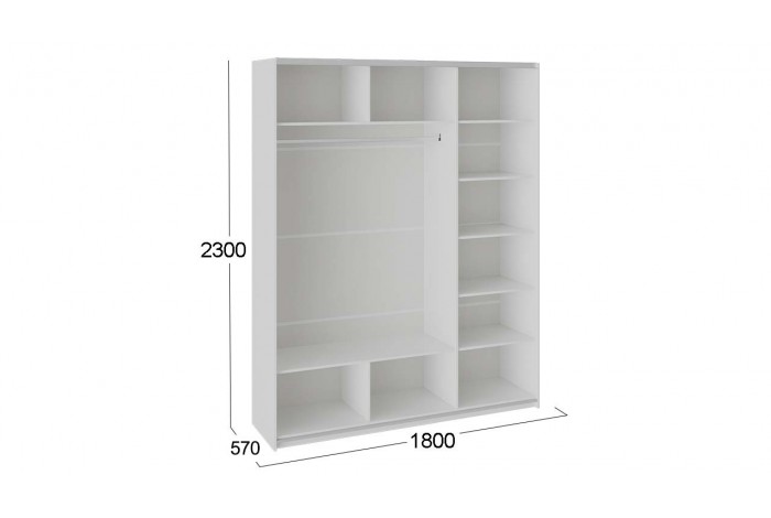 Шкаф-купе 3-х дверный «Траст» 1800 - СШК 2.180.60-13.13.13 Белый снег (Зеркало/Зеркало/Зеркало)