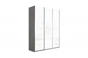 Шкаф-купе 3-х дверный Траст 1800 Бетон, Белый глянец (Стекло/Стекло/Стекло)
