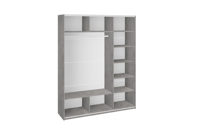 Шкаф-купе 3-х дверный «Траст» 1800 - СШК 2.180.60-15.15.15 Бетон, Белый глянец (Стекло/Стекло/Стекло)