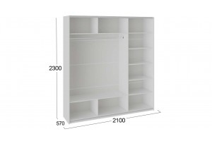 Шкаф-купе 3-х дверный Траст 2100 Белый снег, Белый глянец (Стекло/Стекло/Стекло)