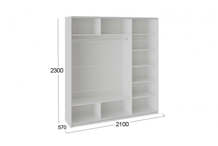 Шкаф-купе 3-х дверный «Траст» 2100 - СШК 2.210.70-15.15.15 Белый снег, Белый глянец (Стекло/Стекло/Стекло)