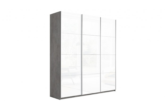 Шкаф-купе 3-х дверный «Траст» 2100 - СШК 2.210.70-15.15.15 Бетон, Белый глянец (Стекло/Стекло/Стекло)